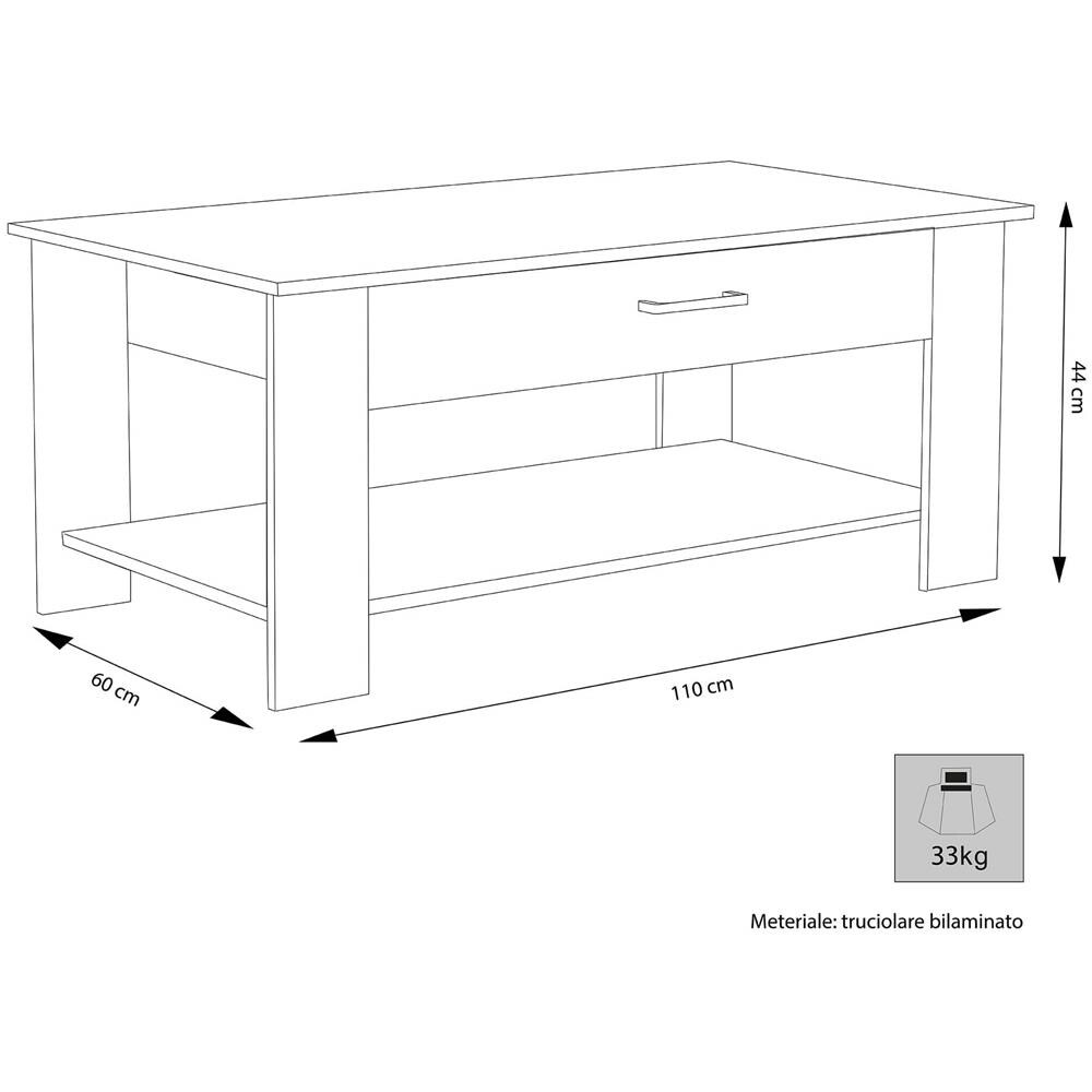Berry - Tavolino Da Salotto Moderno Cm 110 X 60 X 44 H - Foto 2