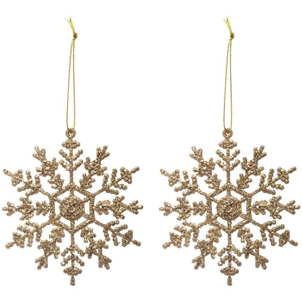 Jja - 2 Decorazioni Da Appendere Fiocchi Di Neve Dorati - Foto 1