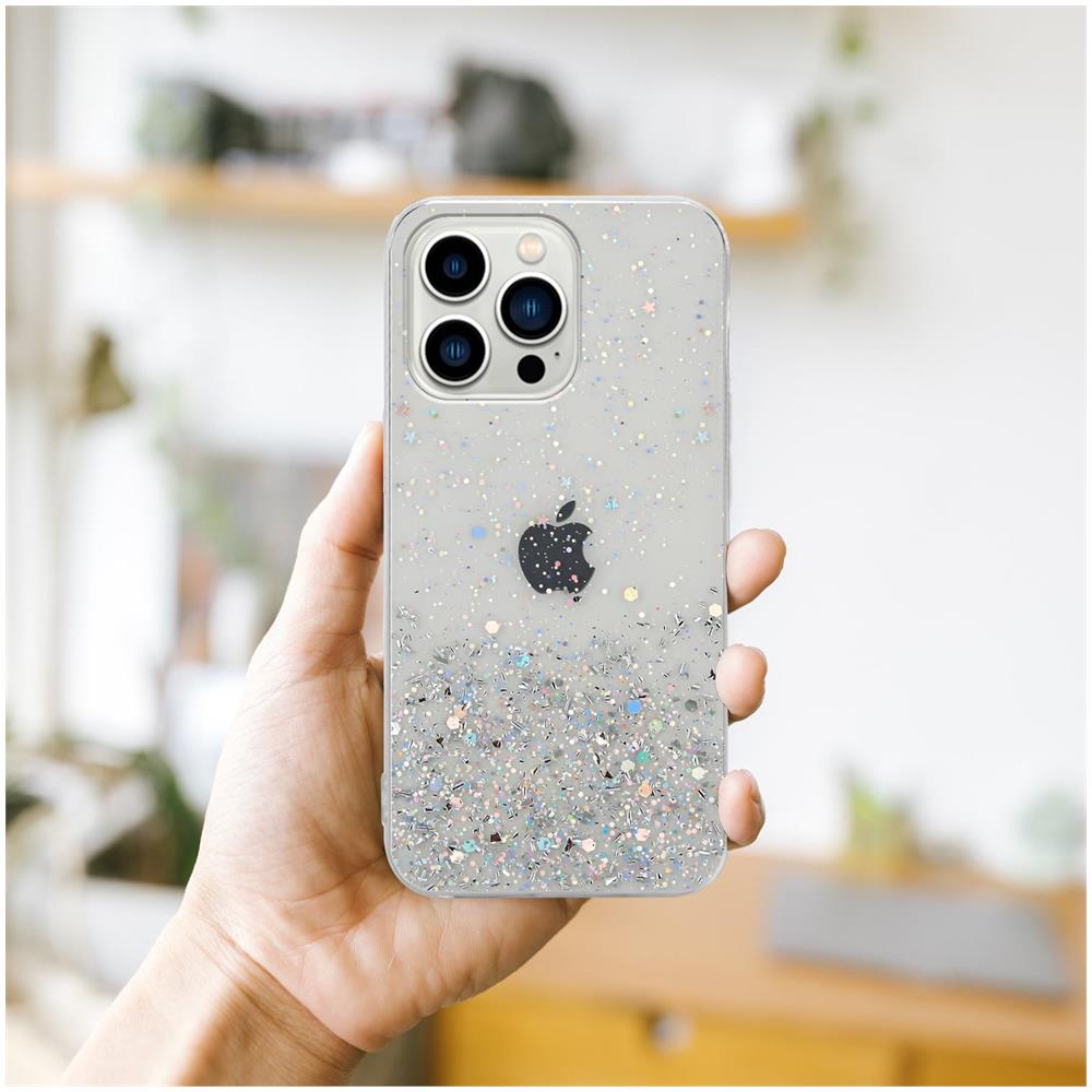 Custodia Compatibile Con Apple Iphone 13 Pro In Trasparente Con Glitter - Coperchio Protettivo In Silicone Tpu Flessibile Con Glitter Scintillanti - Foto 8
