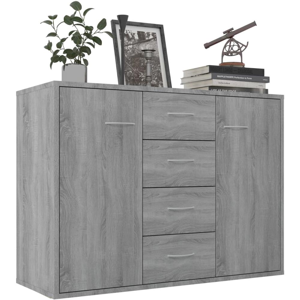 Credenza Grigio Sonoma 88x30x65 Cm In Legno Multistrato - Foto 3