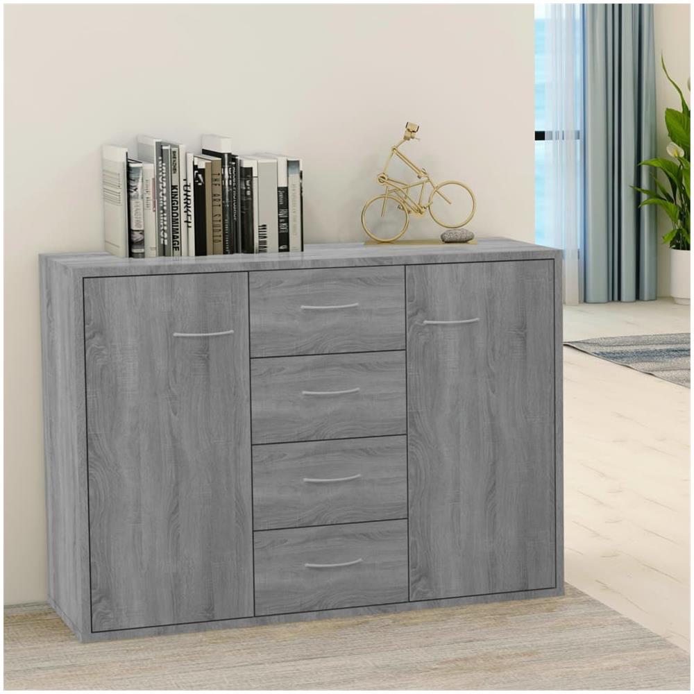 Credenza Grigio Sonoma 88x30x65 Cm In Legno Multistrato - Foto 1