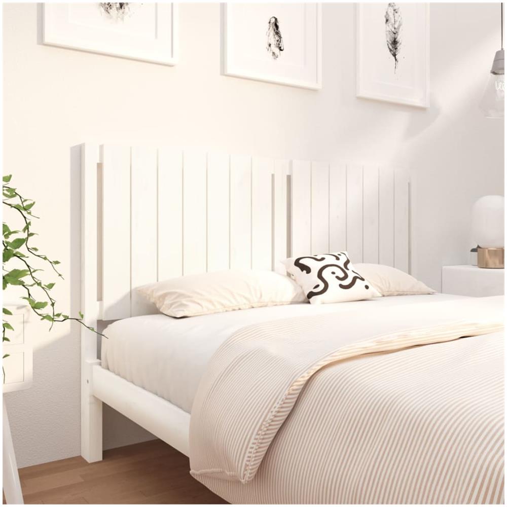 Testiera Per Letto In Legno Massello Di Pino - Bianco, Misure 165.5x4x100 Cm | Design Rustico, Supporto Per Schiena, Facile Da Montare