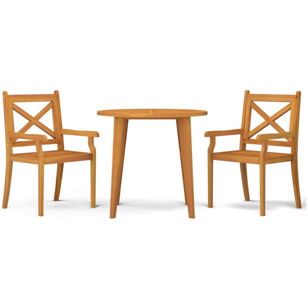 Set Mobili Da Pranzo Per Giardino 3 Pz Legno Massello Di Acacia - Foto 2
