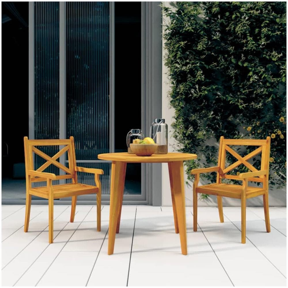 Set Mobili Da Pranzo Per Giardino 3 Pz Legno Massello Di Acacia - Foto 1