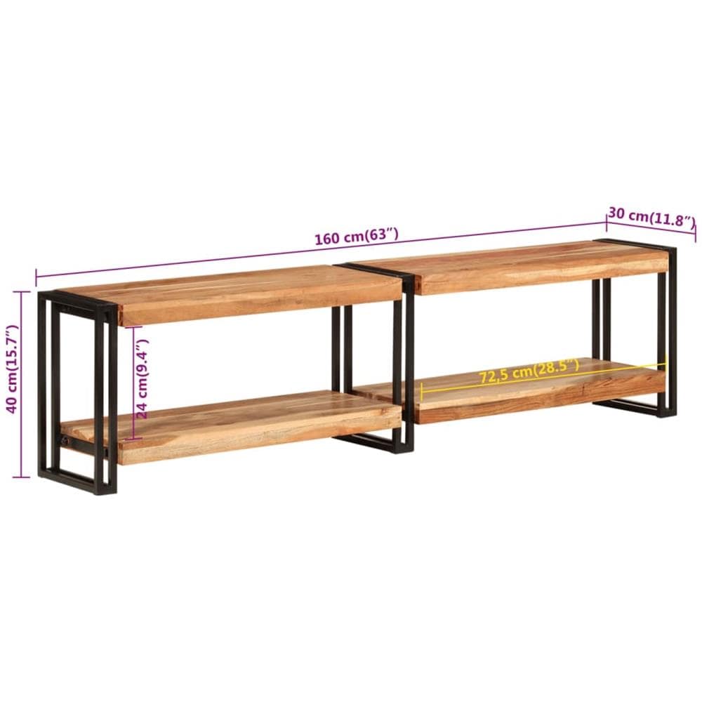 Mobile Porta Tv 160x30x40 Cm In Legno Massello Di Acacia - Foto 10