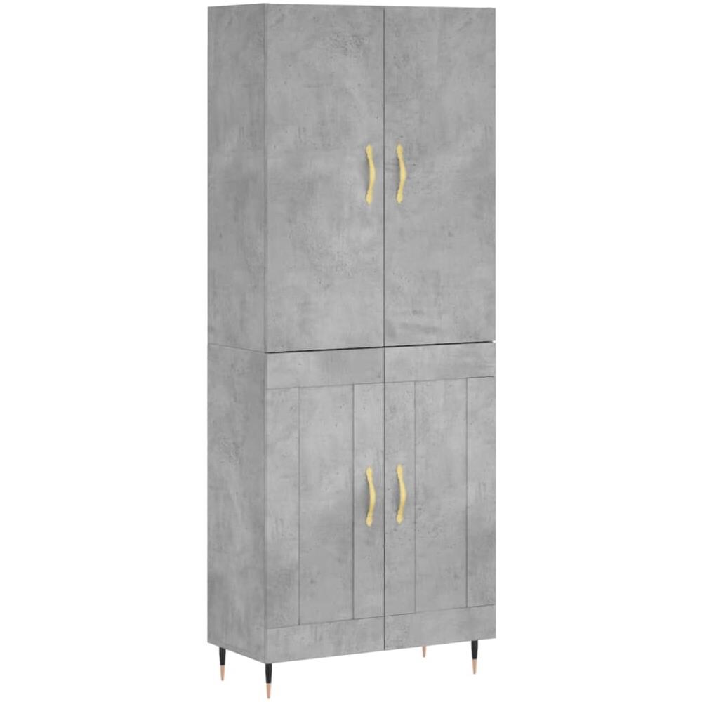 Credenza Grigio Cemento 69,5x34x180 Cm In Legno Multistrato - Foto 2