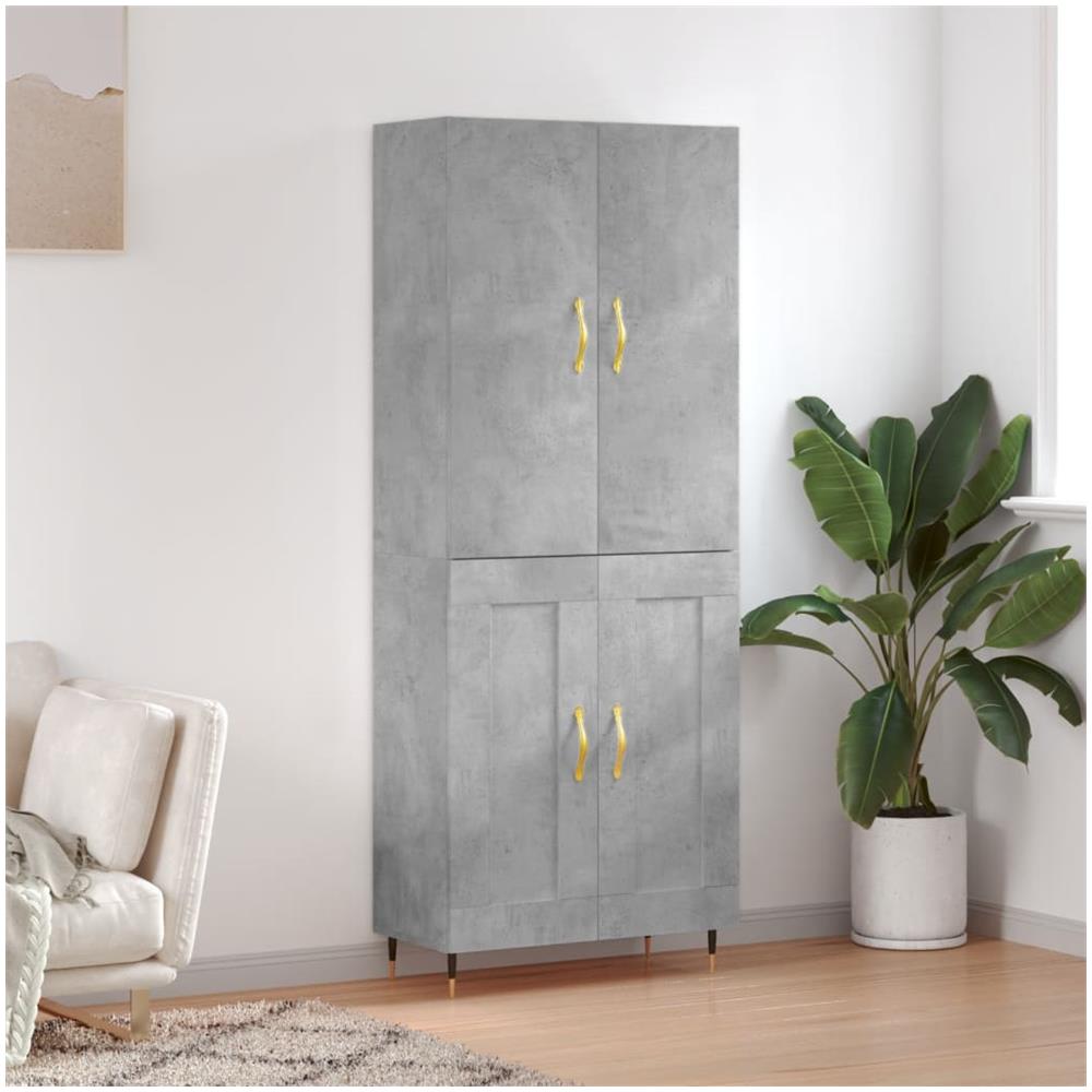 Credenza Grigio Cemento 69,5x34x180 Cm In Legno Multistrato - Foto 1