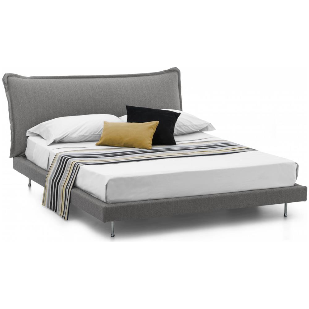 Letto Matrimoniale Anika, Letto Fisso Con Rivestimento E Testata In Tessuto, 100% Made In Italy, Apertura Frontale, Adatto Per Materasso Cm 160x190, Grigio - Foto 3