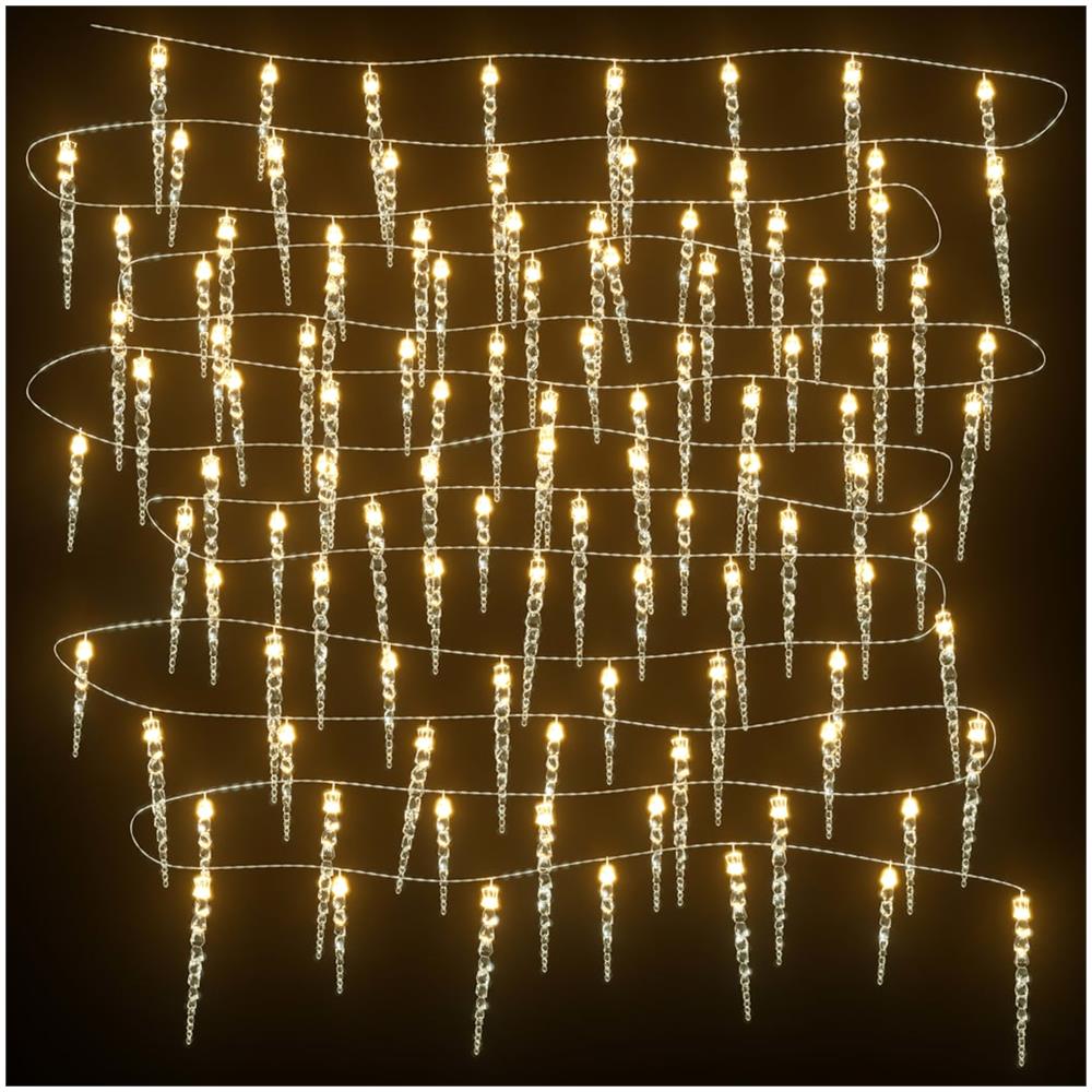 Luce Natale A Ghiacciolo 100 Led Bianco Caldo 10 M Acrilico Pvc - Foto 2
