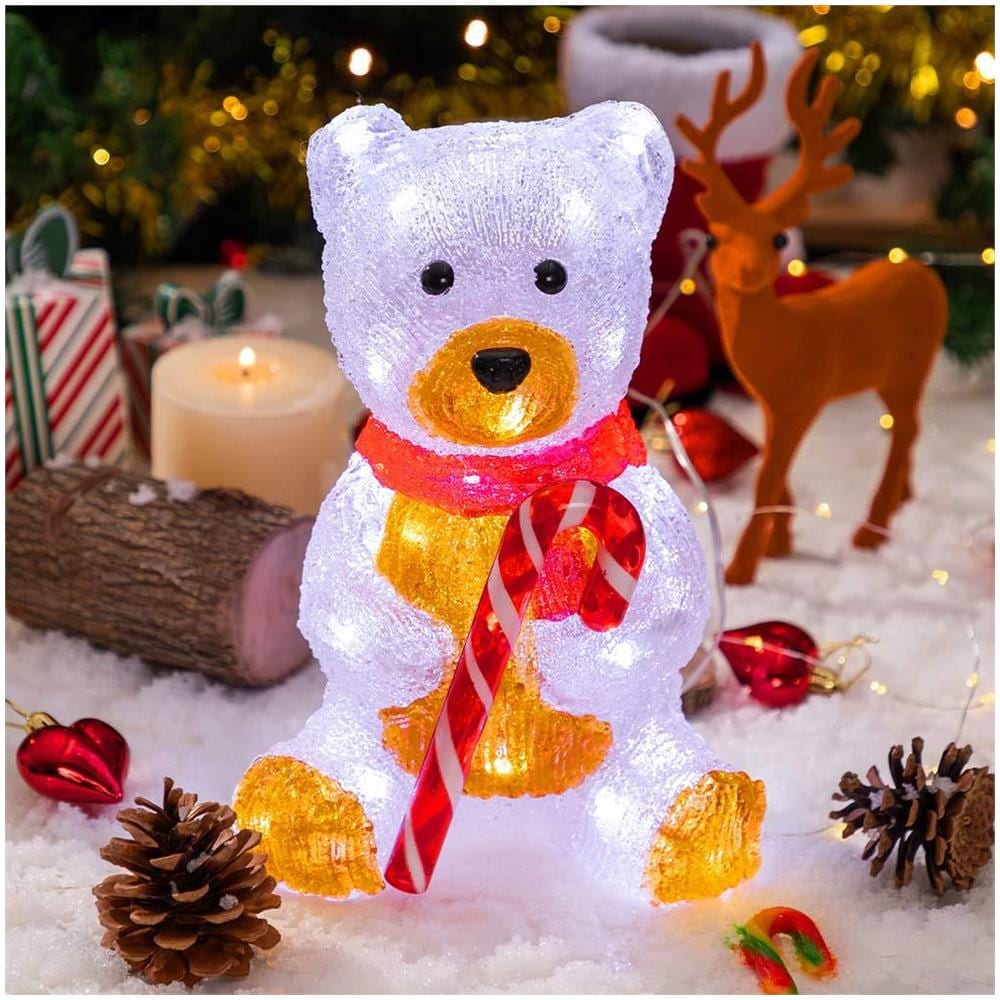 Orsetto Orso Seduto Forma Acrilica Natalizio Led Illuminazione Esterni Interni - Foto 5