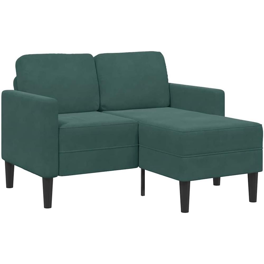 Divano 2 Posti con Chaise longue a L Verde Scuro 125 cm Velluto - Foto 1
