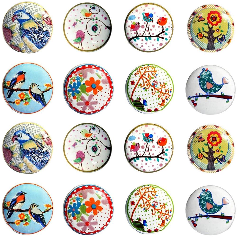 Set Di 12 Pomelli In Ceramica Fiore Vintage In Bianco E Nero Maniglie Artigianali Per Armadi, Cassetti, Cassettiere E Appendiabiti Diametro 40 Mm - Foto 2