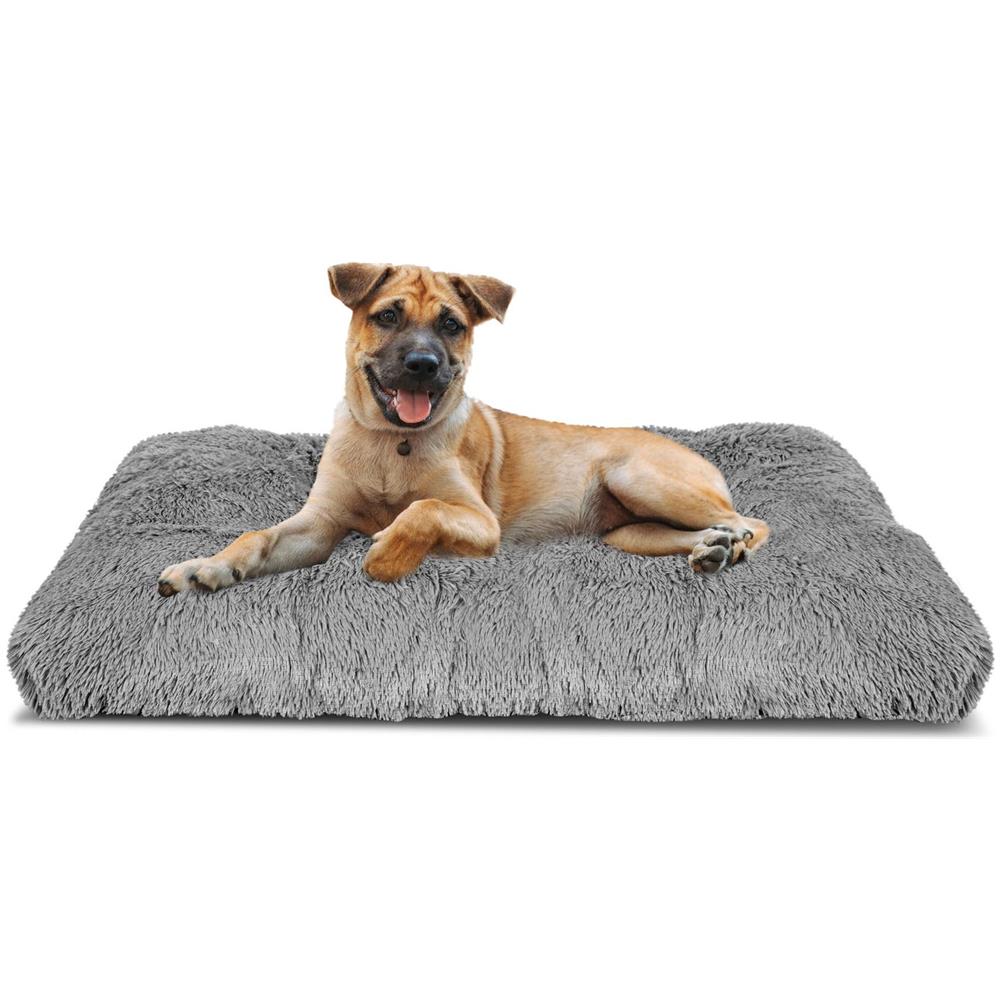 Cuscino per cuccia per cani 100x70 cm grigio chiaro peloso impermeabile - Foto 1