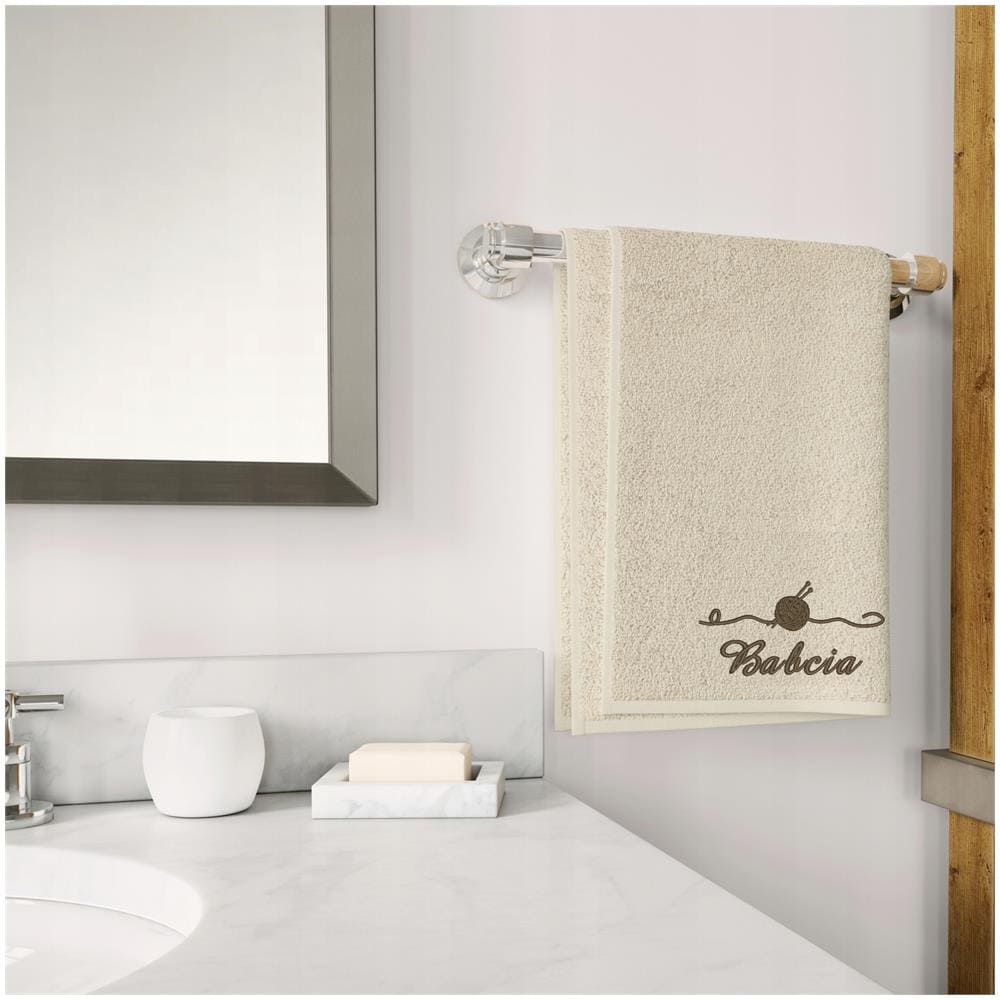 Set di asciugamani 2x70x140 cm - Ecru-Beige - Ricamati - Il regalo perfetto per i nonni - Foto 2