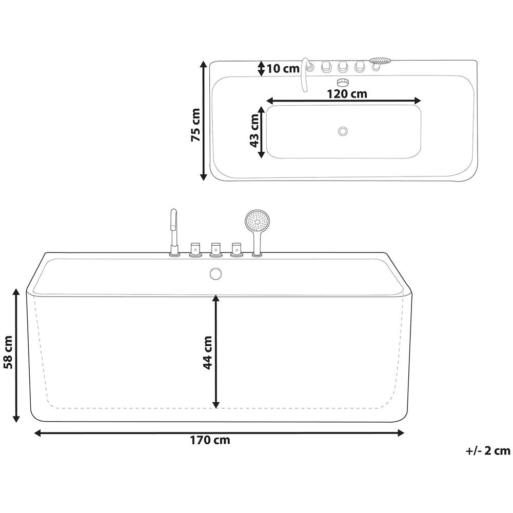 Vasca Da Bagno Bianca Freestanding Rettangolare 170 Cm Quatre - Foto 2