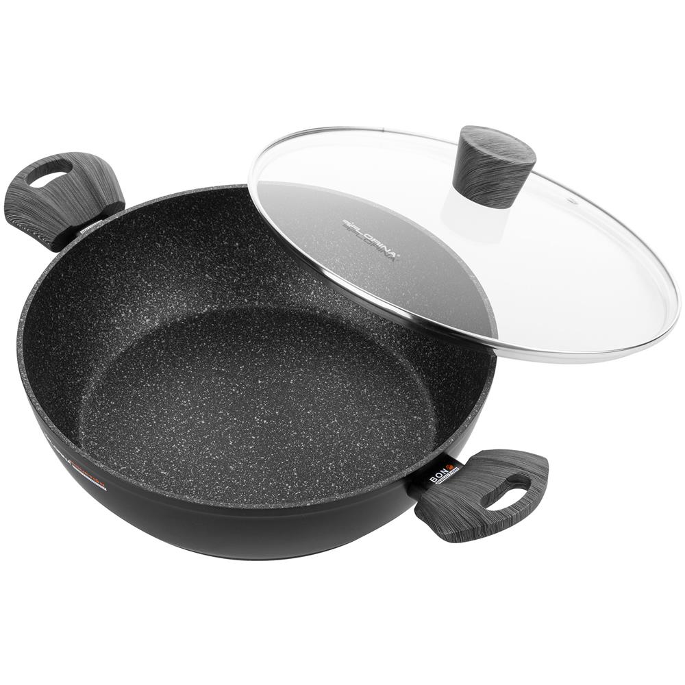 Bono Casseruola Bassa Induzione, 24cm, 2,5 Litri, Coperchio In Vetro, Antiaderente Nero - Foto 5