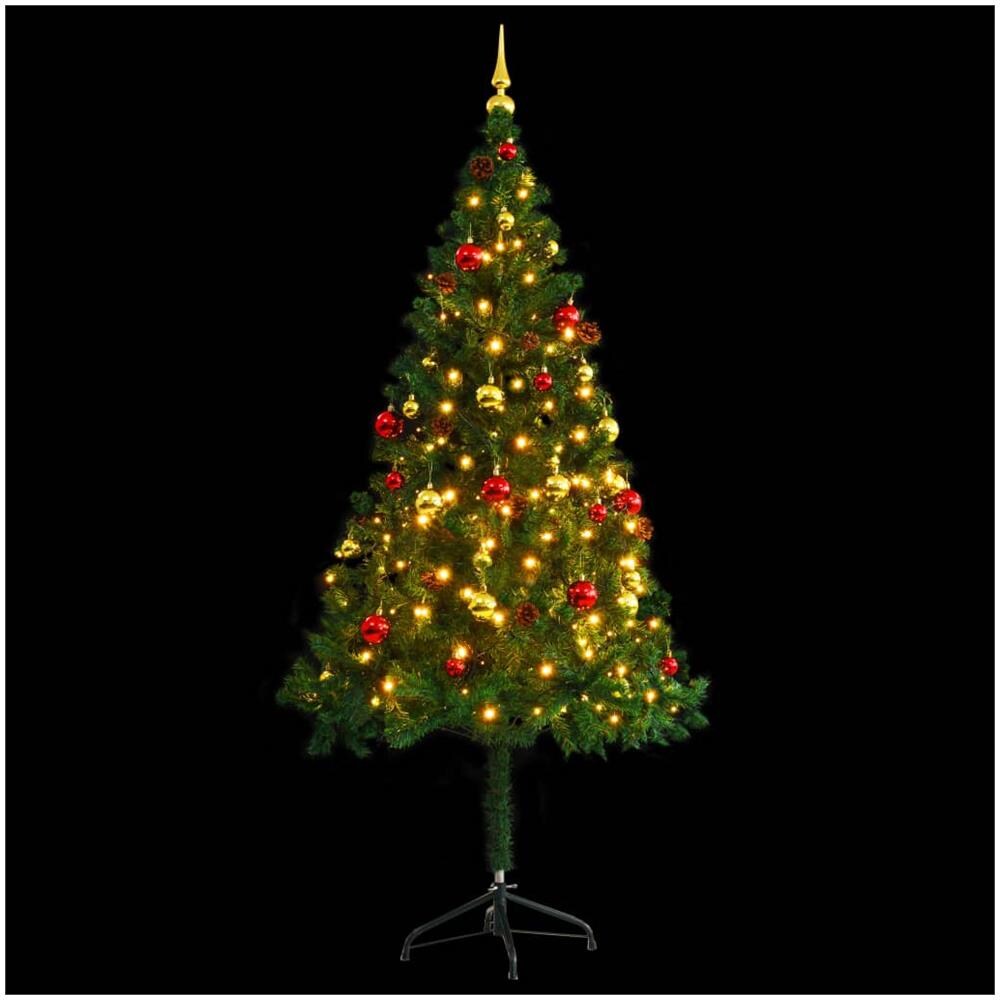 Albero di Natale Preilluminato con Palline Verde 180 cm - Foto 2