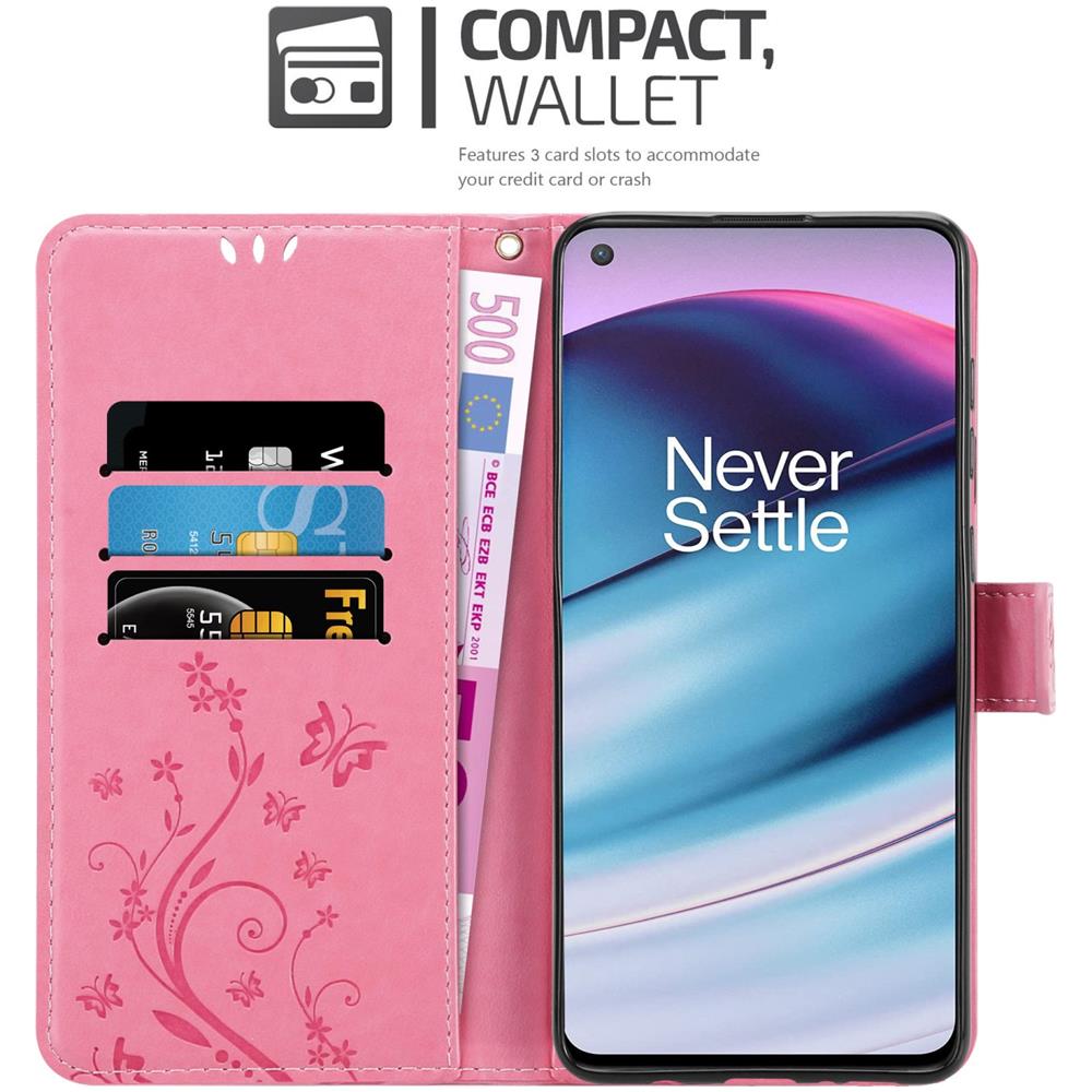 Cadorabo Custodia Compatibile Con Oneplus Nord Ce 5g In Rosa Fiore - Coperchio Protettivo In Design Floreale Con Chiusura Magnetica, Funzione Stand E Slot Per Carte - Foto 2