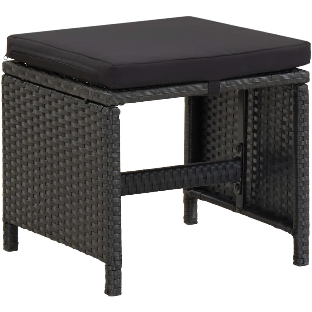 Sgabelli Da Giardino 2 Pz Con Cuscini In Polyrattan Nero - Foto 2