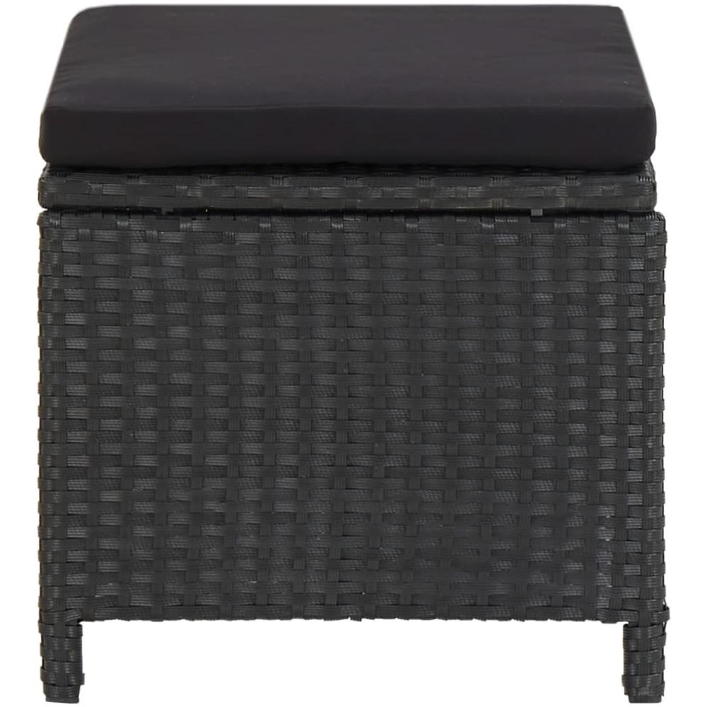 Sgabelli Da Giardino 2 Pz Con Cuscini In Polyrattan Nero - Foto 3