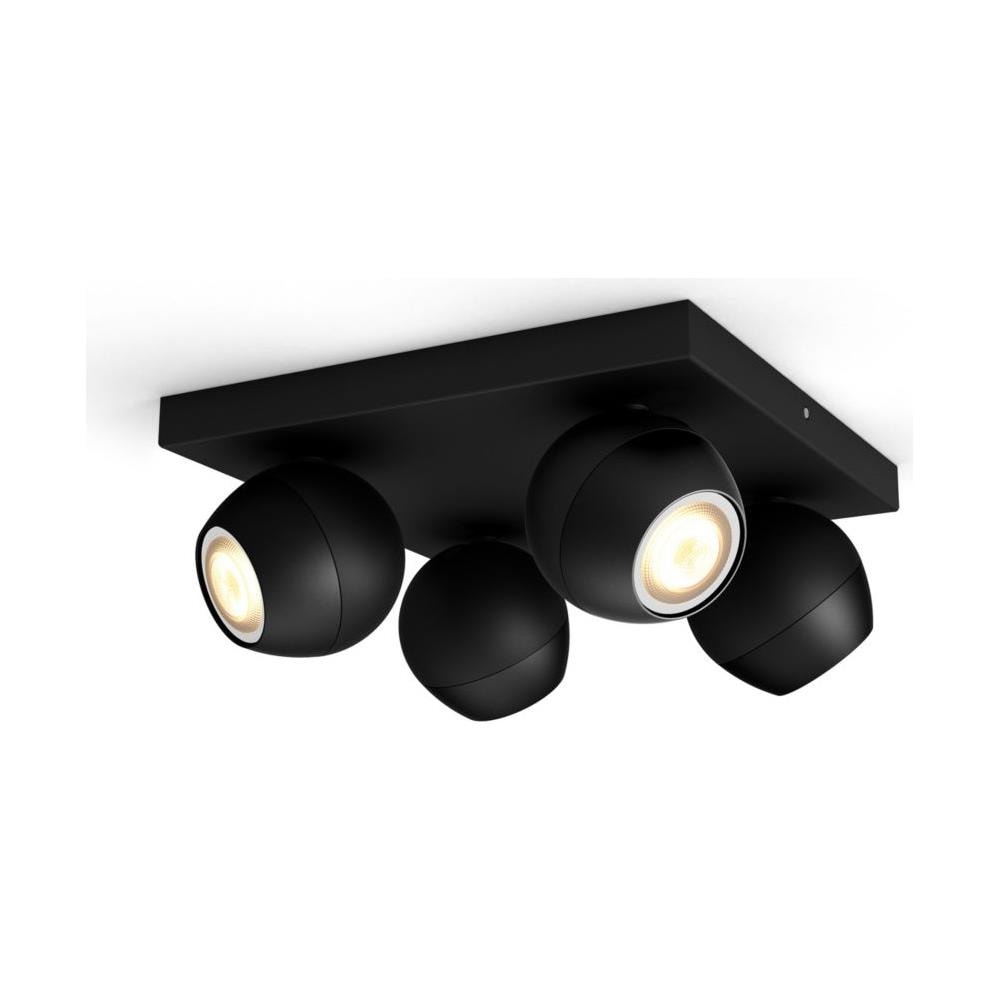 Lampada Da Soffitto White Ambiance Quattro Faretti Gu10 Hue Buckram Nero 103x240x240 Mm Metallo - Foto 4