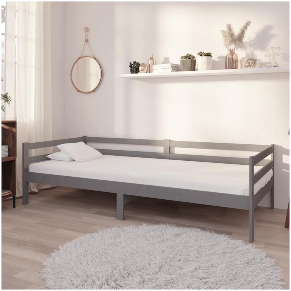 Divano Letto Con Materasso 90x200 Cm Grigio In Massello Di Pino - Foto 1