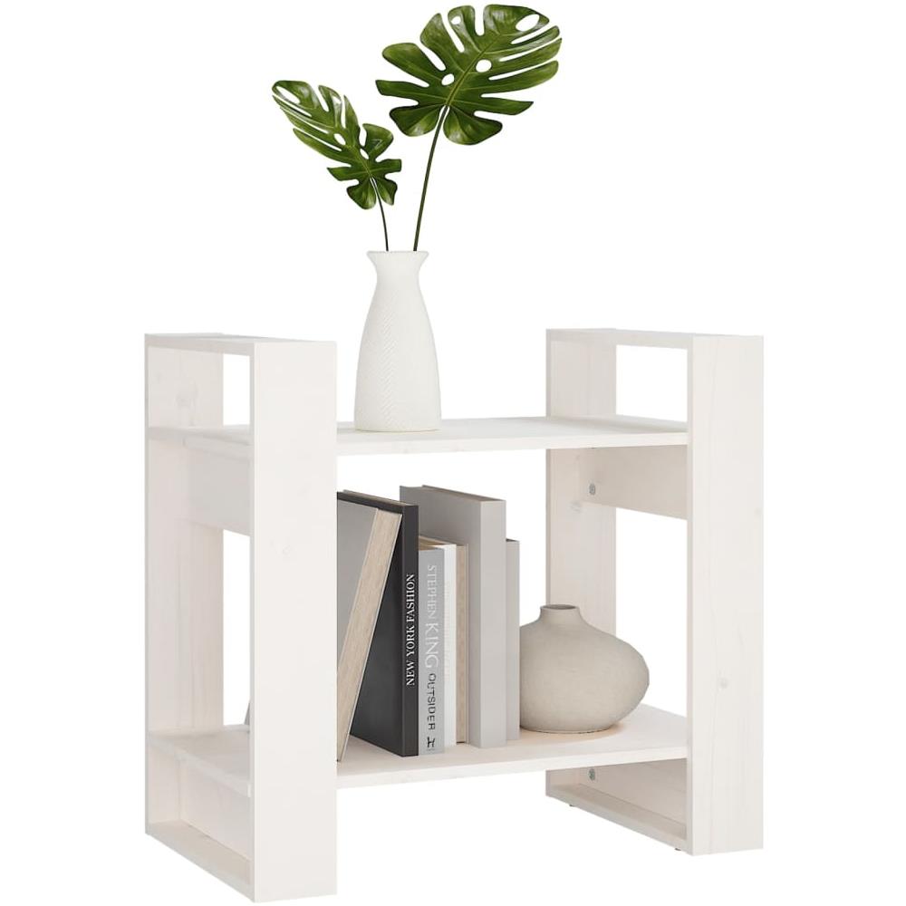 Libreria / divisorio Bianco 60x35x57 Cm In Legno Massello Di Pino - Foto 3