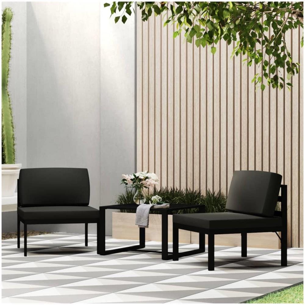 Set Divani Da Giardino 3 Pz Con Cuscini In Alluminio Antracite - Foto 1