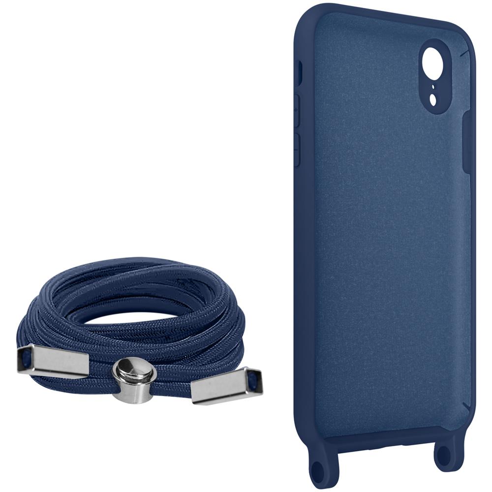Cover Semirigida Per Iphone Xr Cordino Nylon Intrecciato 80 Cm Blu - Foto 2