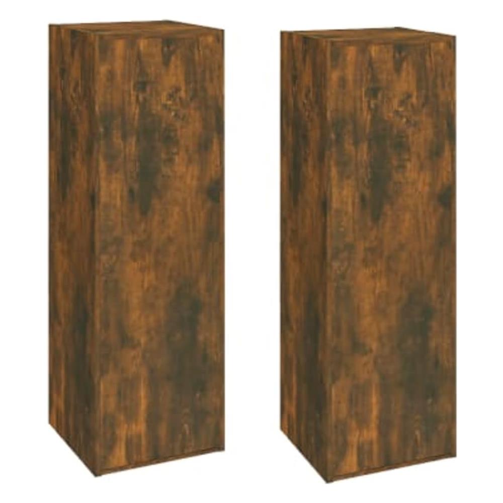Mobili Tv 2 Pz Rovere Fumo 30,5x30x90cm In Legno Ingegnerizzato - Foto 1