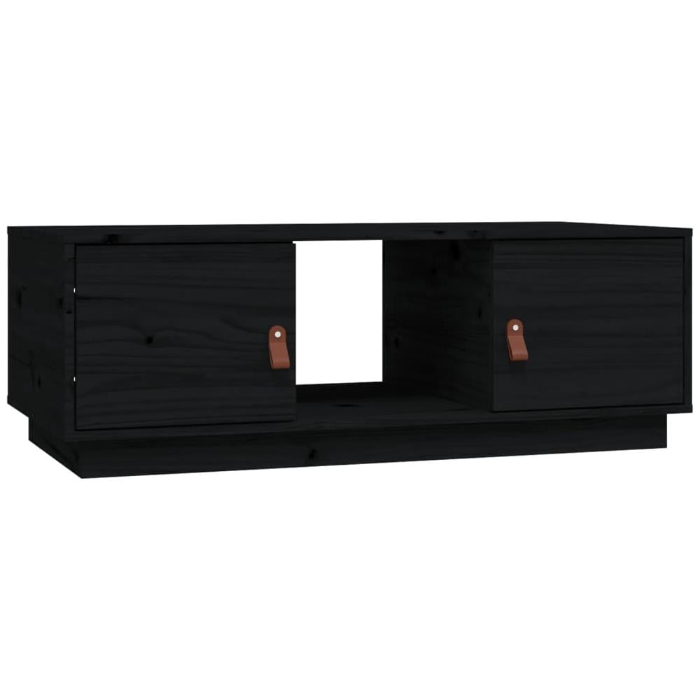 Tavolino Da Salotto Nero 100x50x35 Cm Legno Massello Di Pino - Foto 2