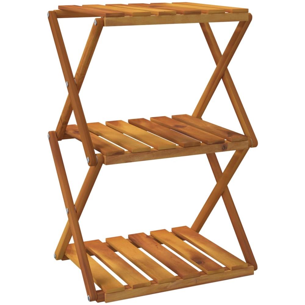 Scaffale Pieghevole 3 Ripiani Marrone 70x31x63 Massello Acacia - Foto 2