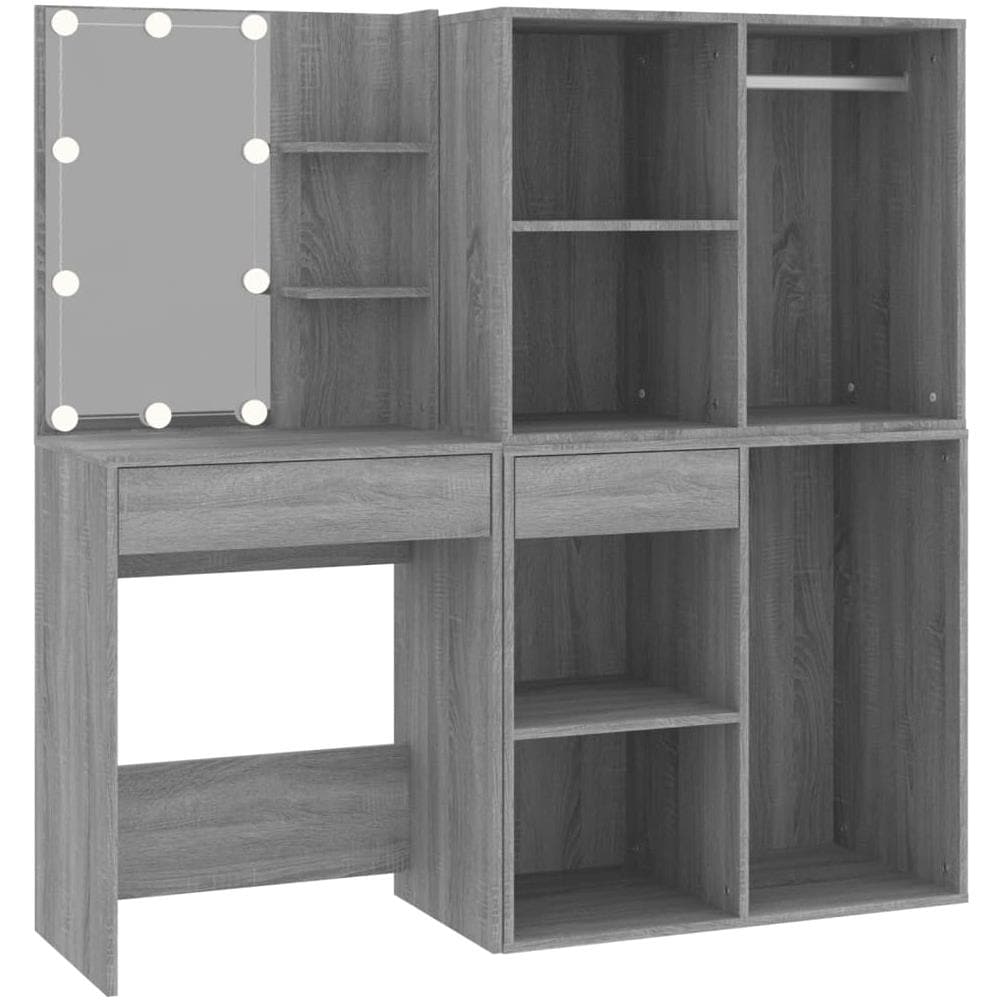 Toeletta Con Led E Armadietti Grigio Sonoma Legno Multistrato - Foto 2