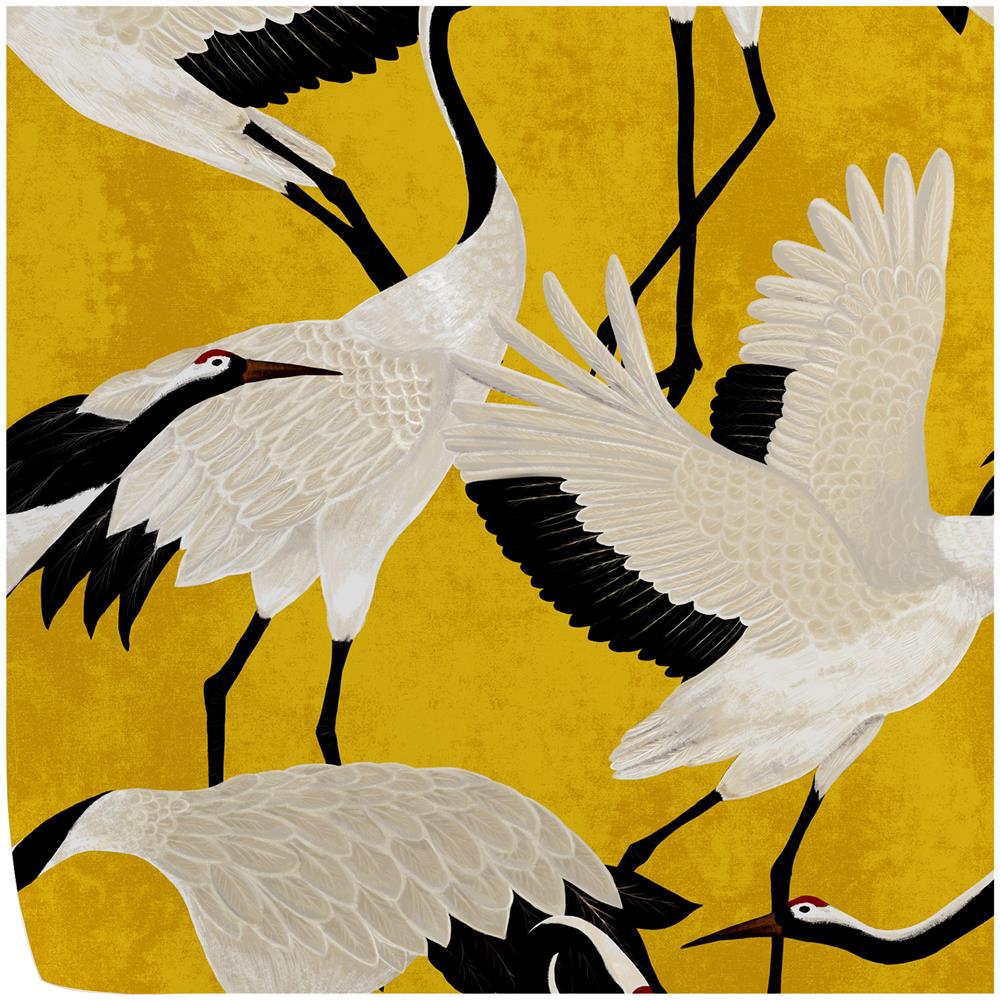 Carta Da Parati Aironi Oro In Fogli Di Vera Carta Vegana, Made In Italy, 200x280cm, 5,5mq - Foto 1