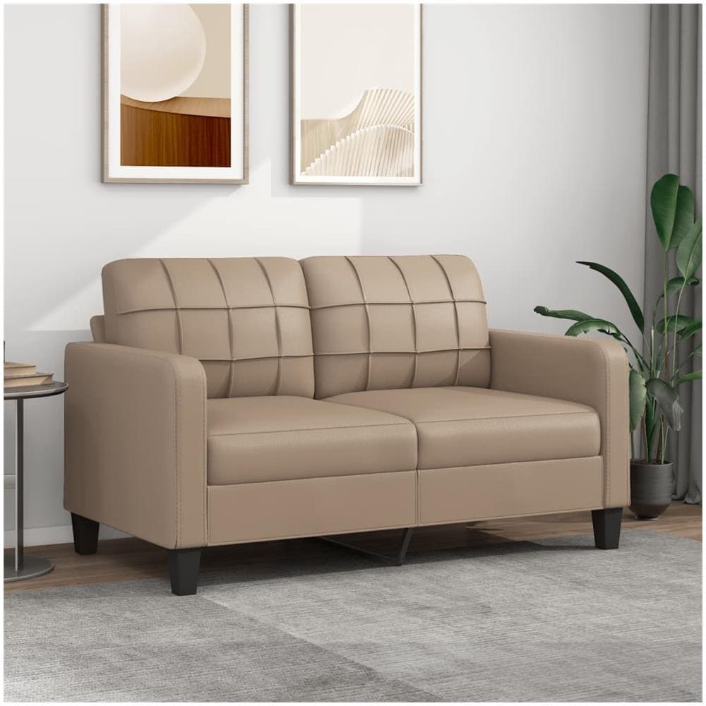 Divano A 2 Posti Cappuccino 140 Cm In Similpelle - Foto 1