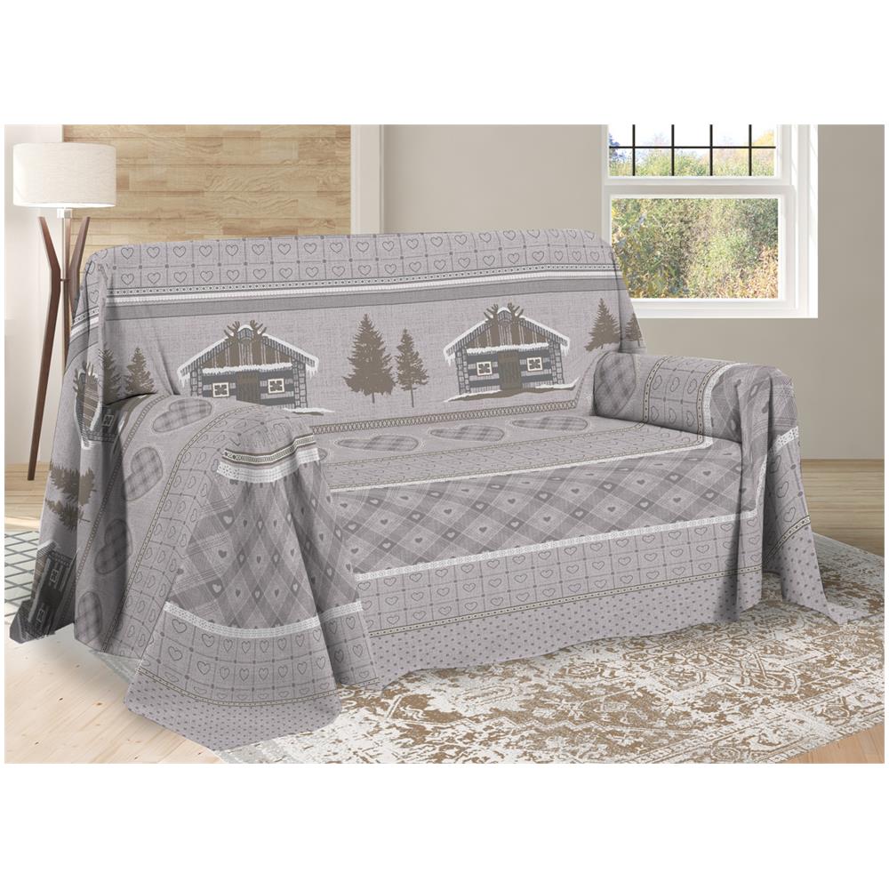 Telo Arredo Multiuso Linea Pensieri Delicati In Cotone Disegno Chalet Matrimoniale Beige - Foto 1