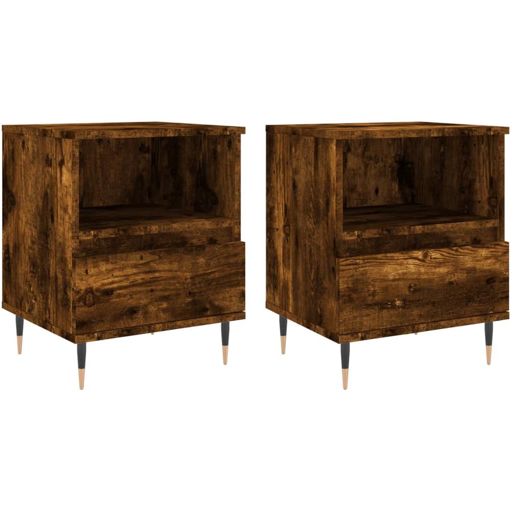 Comodini 2pz Rovere Fumo 40x35x50 Cm In Legno Multistrato - Foto 2