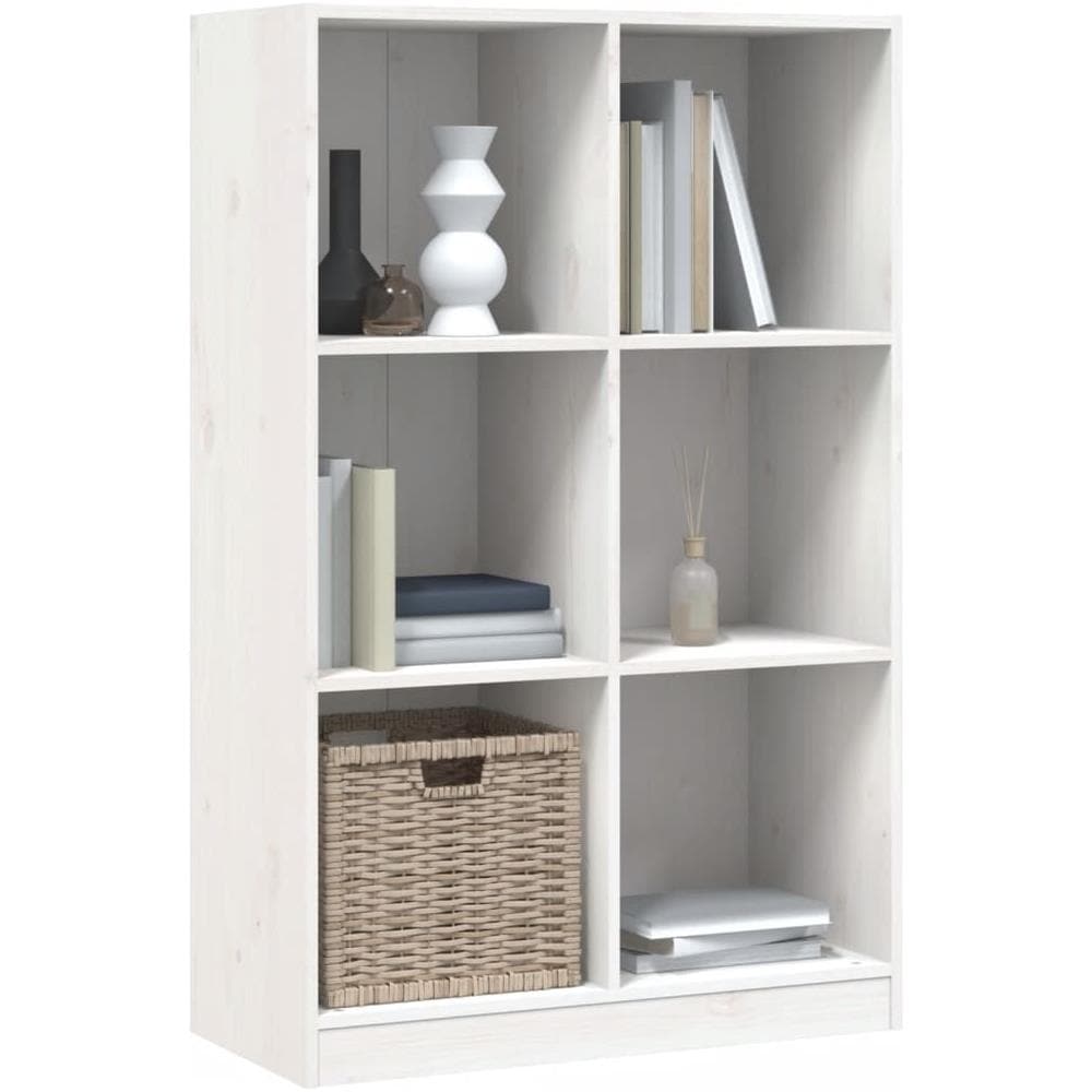 Libreria Bianca 70x33x110 Cm In Legno Massello Di Pino - Foto 3