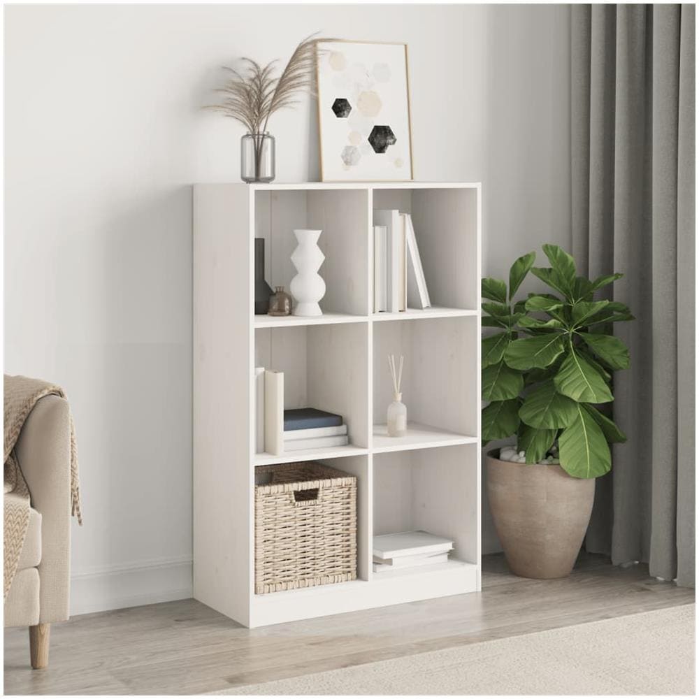 Libreria Bianca 70x33x110 Cm In Legno Massello Di Pino - Foto 1