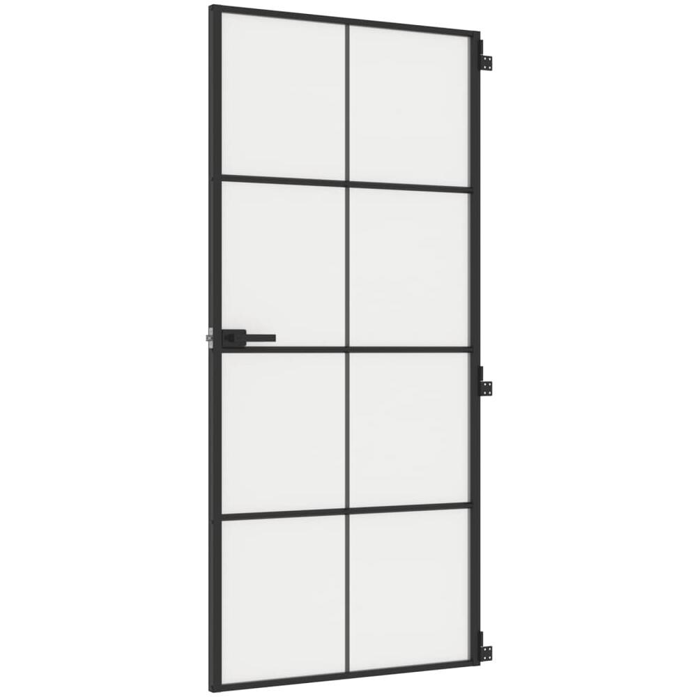 Porta Interni Sottile Nera 93x201,5cm Vetro Temperato Alluminio - Foto 2