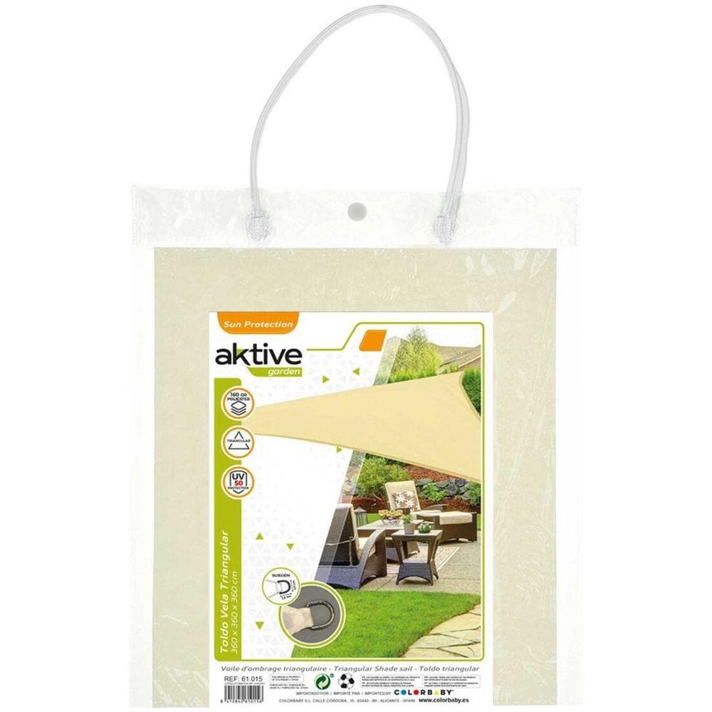 Tenda Aktive Triangolare 360 X 0,5 X 360 Cm Poliestere Crema (4 Unità) - Foto 4