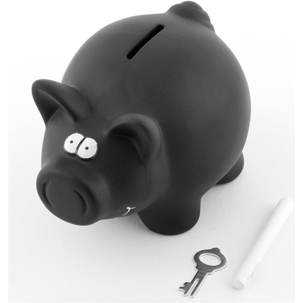 Out of the blue Salvadanaio in Ceramica, Maialino Nero con Gesso per Scrivere, ca. 16 x 12 cm - Foto 2