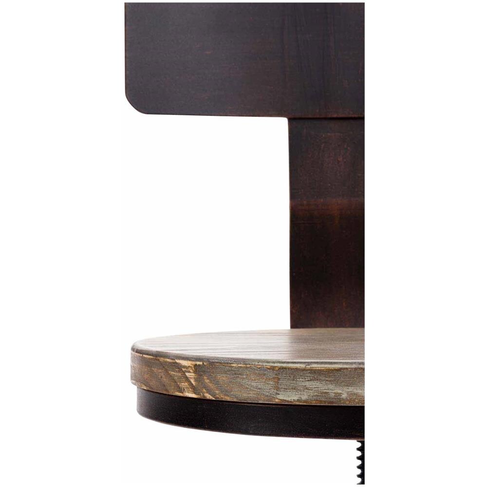 Sgabello Bar Industriale Elko in Legno di Pino E Metallo I Sedia Alta Bancone con Schienale E Braccioli, Telaio Spider I Sgabello Bistrot Rustico Regolabile 62-77CM Bronzo - Foto 5