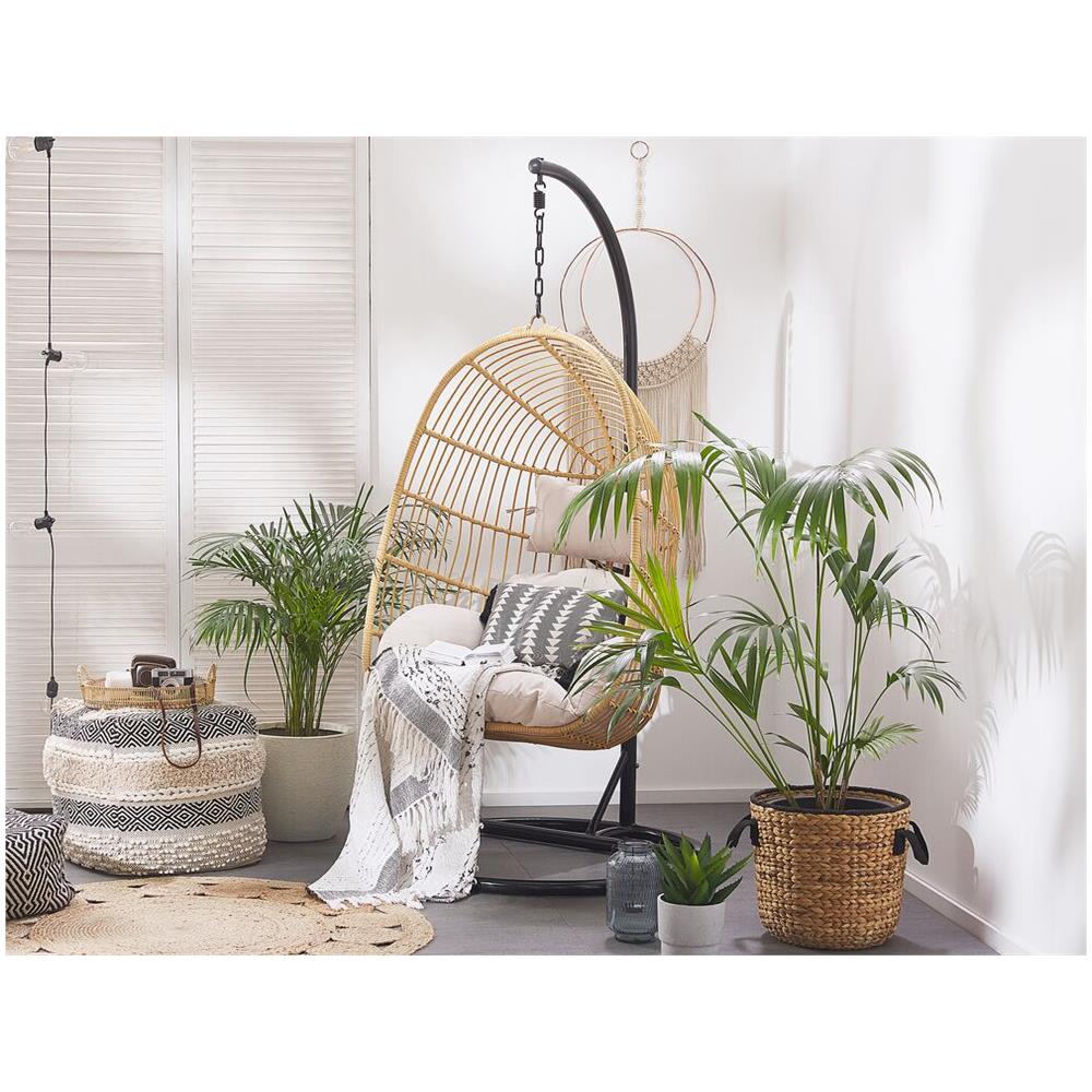 Poltrona Sospesa In Rattan Beige Con Piedistallo Casoli - Foto 2