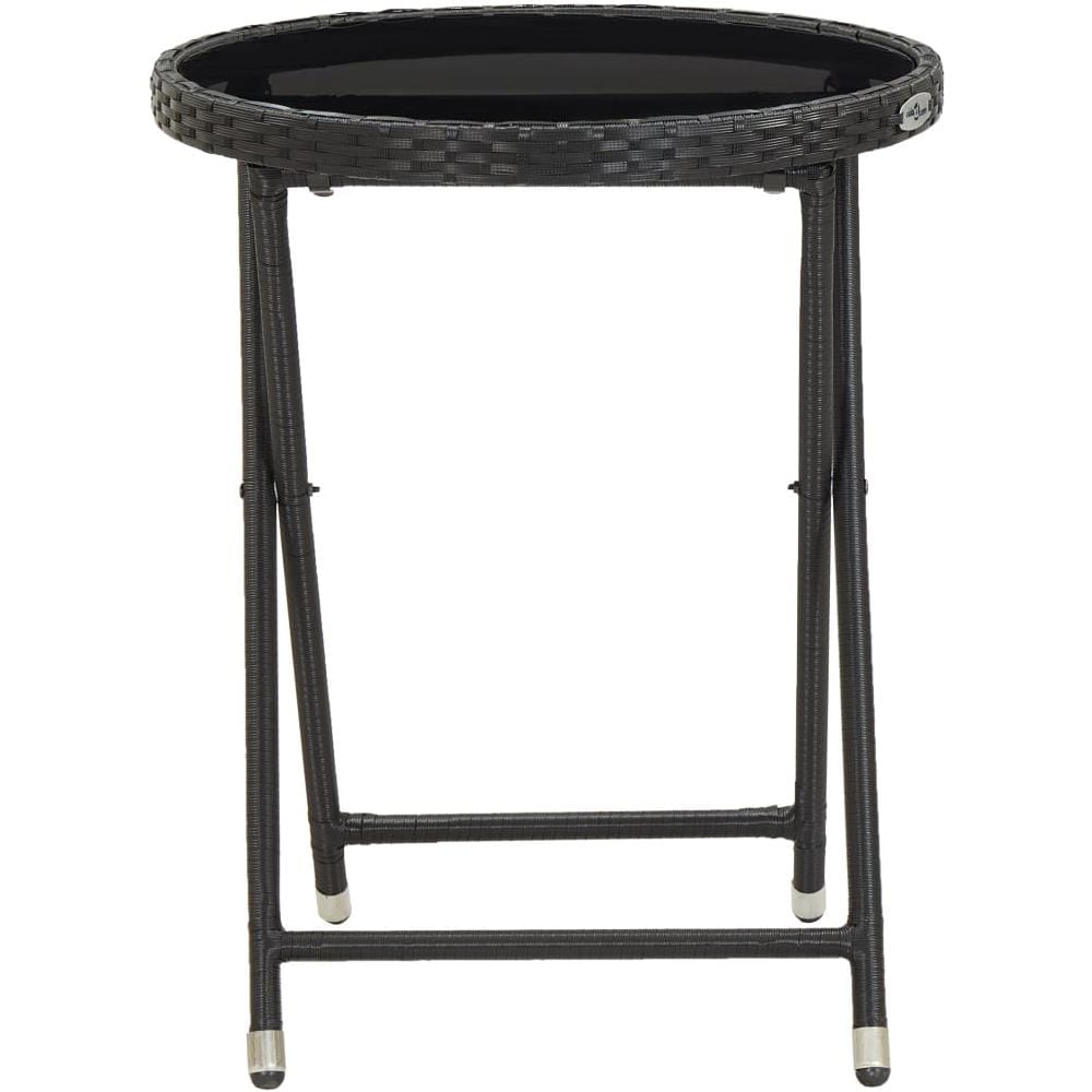 Tavolino Da Caffè Nero 60 Cm In Polyrattan E Vetro Temperato - Foto 2