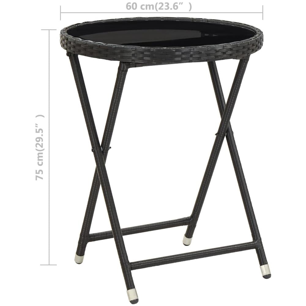 Tavolino Da Caffè Nero 60 Cm In Polyrattan E Vetro Temperato - Foto 10