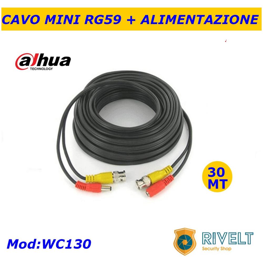 Matassa Cavo Precablato Rg174 + 2×0.5mm 30 Mt Dahua Wc130 Mini Rg59 Schermato Cavo Siamese - Foto 2