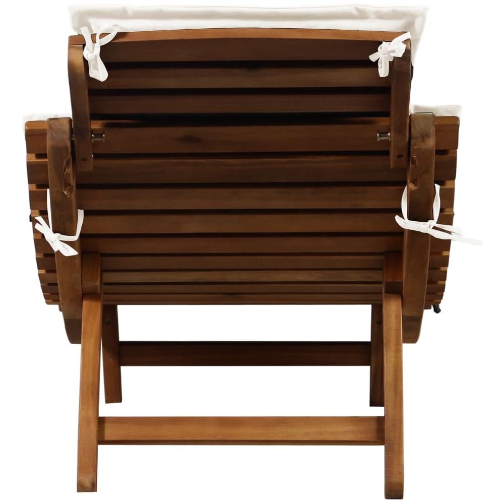 Lettino Prendisole con Cuscino in Legno Massello d'Acacia Crema - Foto 2