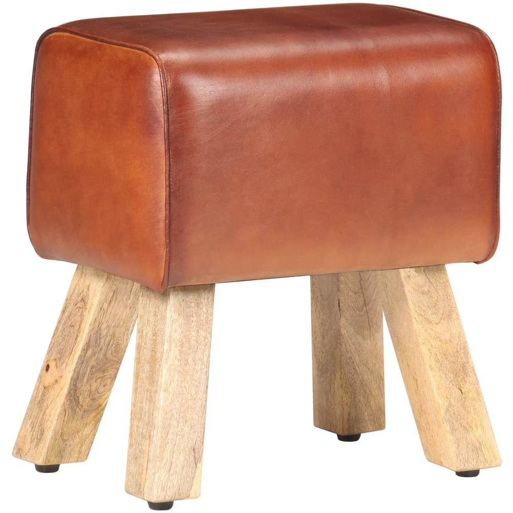 Panca da Palestra 38 cm Vera Pelle Marrone e Massello di Mango - Foto 1