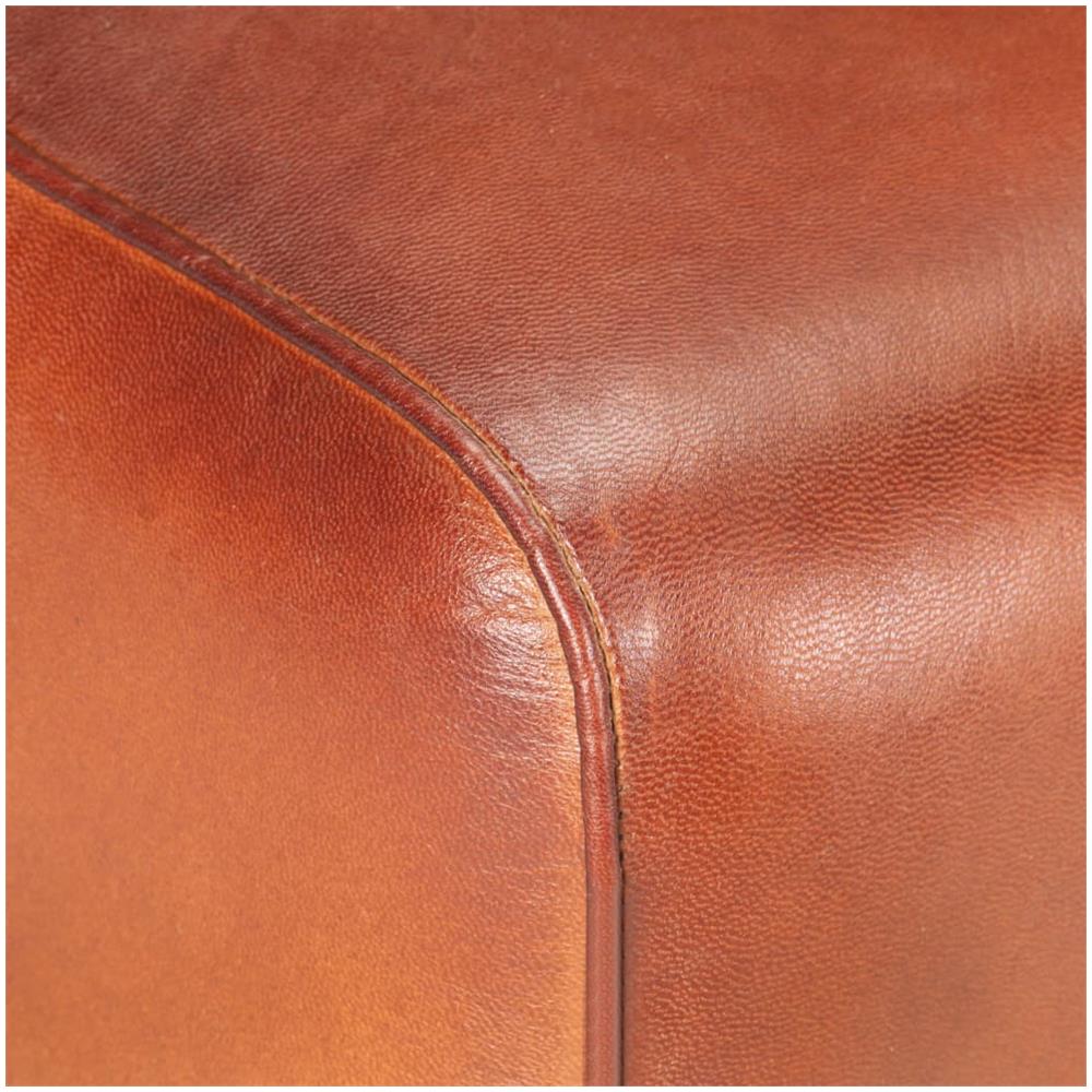 Panca da Palestra 38 cm Vera Pelle Marrone e Massello di Mango - Foto 2